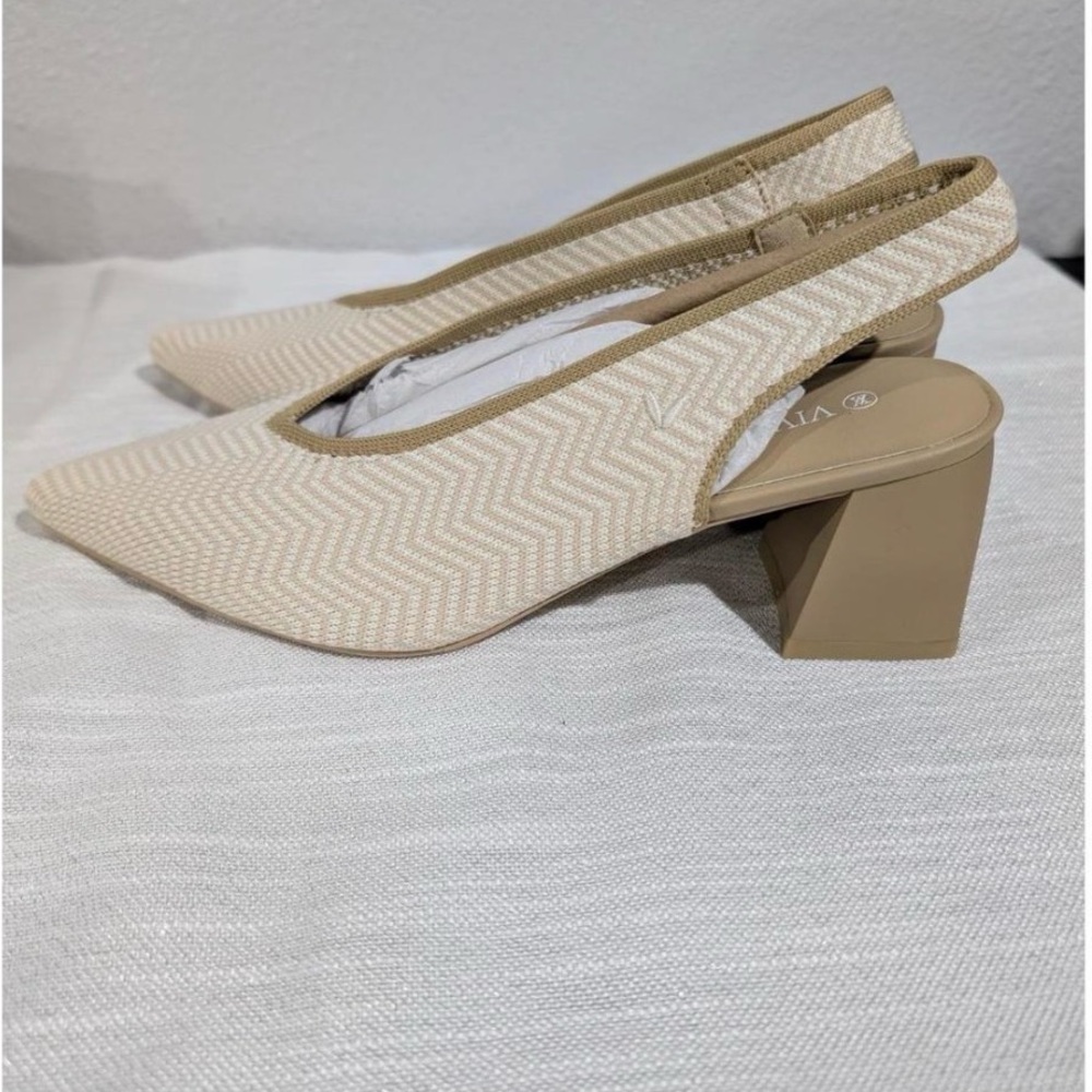 VIVAIA Beige Slingback Block Heels 6.5 | Sustainable Comfort Shoes